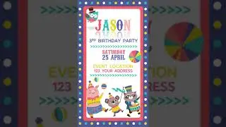 Circus Theme Digital Video Birthday Invitation for Your Kids | Animated Card | Video Invitation