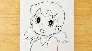 How to Draw Shizuka from Doraemon step by step easy || Cartoon Drawing