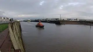 Newhaven RNLI's Severn Class 17 - 21 'David & Elizabeth Acland' leaving Newhaven Harbour