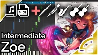 Zoe login theme (simplified) - League of Legends (Synthesia Piano Tutorial)