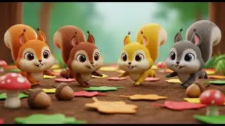 Four Little Toy Squirrels Scamper Scamper | Cute Forest Toy Song & Counting Rhyme