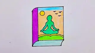 World Yoga Day Drawing / Book Drawing / Yoga Day Drawing / International yoga day drawing /Book draw