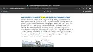 Environmental Impact Assessment and the Real impacts