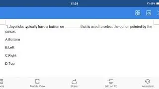 Multiple choice question on Input/output devices