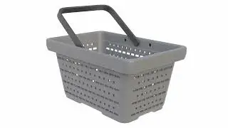 3D model of a gray plastic shopping basket. Blender Market - Superhive, CGtrader (no audio)
