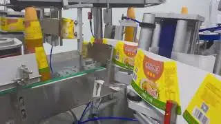 Automatic tapered sauce bottle neck body adhesive labeling machine
