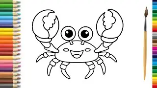 How To Draw a Cute Crab | Easy Drawing for kids | Fun Coloring For Kids 🌈16