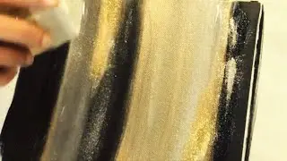DIY Black, Champagne Gold, Silver and Gold Glitter Wall Art #easyart #acrylicpainting #canvasart
