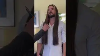 Trim by Sergio Slavnov for male model with  very long hair Joseph Craciun  #menshairstylist