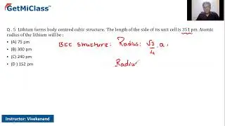 Lithium Atomic Radius Calculation JEE 12th Chemistry Solid State