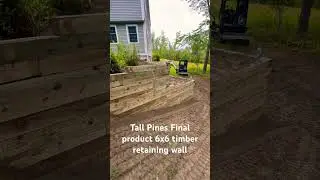Worth it?? 6x6 wood retaining wall final product! #retainingwall #hardscape #landscaping
