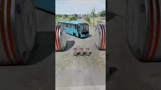 School Bus vs Hydraulic Crush BeamNG.Drive