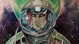 Cadet~ mixed media/pastel/acrylic/pen/prisma color pencil/graphite