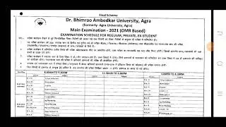 Dr. Bhimrao Ambedkar university, Agra College , examination Time table -BA second-year, B.Sc.ll