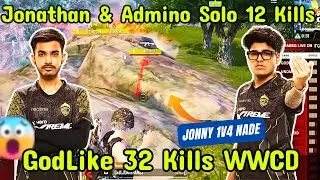 Godlike 32 Kills WWCD 🔥🏆 | Jonathan & Admino Solo 12 Kills 😱 | BGMI