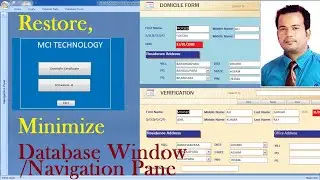 Restore, Minimize Database Window, navigation Pane Ms Access