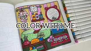 Color with me (ASMR) 💕🌱 ‘Little Corner’ by Coco Wyo 🛁🧼 #asmr #adultcoloring 
