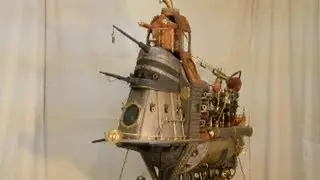 Steampunk Machine Steam Driven Cannon Firing Laser Burning  Warship Barnum's Dream