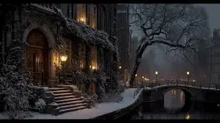 A Silent Winter Courtyard near the Old Stone Bridge | Dark Academia Piano for Study & Sleep