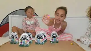 Mia and lil Mia opening surprise hatchimals blind bag toys