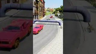 Police Blue Car vs Low Pipe Beam.ng Drive #beamngdrive #beamngnoob