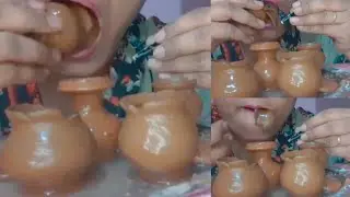 ASMR ll Clay pot crunch ll eating sounds 