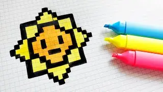Handmade Pixel Art - How to draw a kawaii sun #pixelart