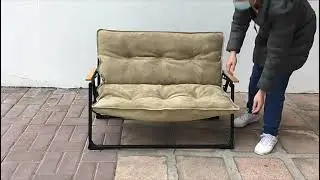 2 person folding camping bench chair in outdoor with cushion  OW-130