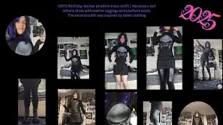 OOTD Birthday leather pinafore dress outfit / Necessary evil Athena dress with leather leggings .