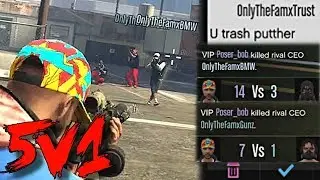 Level 5 HUMILIATES Pathetic Freemode Tryhards 5v1 (GTA 5 Online)