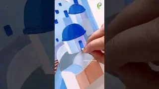 Painting Landscape on Paper without Brush 😱 #shorts