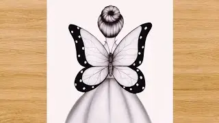How to draw a girl with butterfly wings|| a fairy girl's sketch for beginners #trending #art #viral 