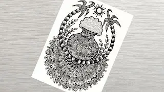 Pongal Pot Drawing | Pongal pot with mandala art | Pongal pot mandala art #vanithaarts #happypongal