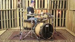 DW Collector's Pure Maple Natural to Candy Black Burst Over Curly Maple Drum Set - SO#1138823