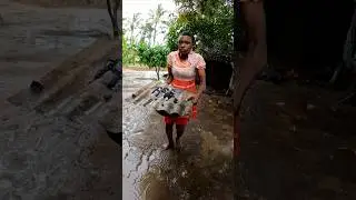 Rainy day in an African village mum Preparing food for her family #rainyday #shortsfeed #village