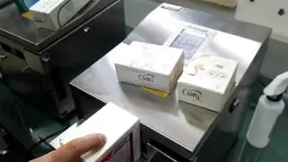 CYCJET ALT390 desktop inkjet printer medicine box logo printingPharmacy Box logo & barcode printing