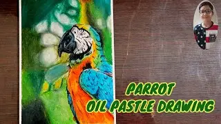 Realistic parrot oil pastle painting/ 3d  Macaw parrot painting step by step for beginners