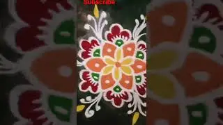 easy friday rangoli#kolam #muggulu #panakkaran #vadivel #vaigai #orange #dots #easy #green #friday