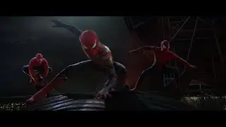 Spider-Man No Way Home: All Spider-Men swinging together scene HD