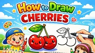 How to Draw Cherries &ndash; Easy Drawing for Kids 🍒