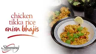 🍛Slimming World chicken tikka rice and home-made onion and sweet potato bhajis🍛