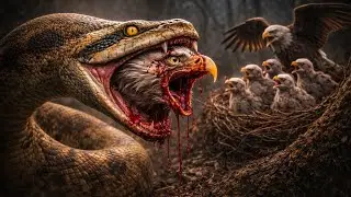 Mother Eagle Trapped in Python&rsquo;s Mouth While Her Babies Screamed