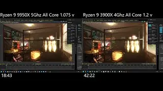Сравнение производительности рендеринга Ryzen 9 9950X и Ryzen 9 3900X в Blender