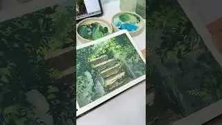 Enchanted Stairs Painting | Himi Miya Gouache Painting #painting #painting #gouache #gouacheartist