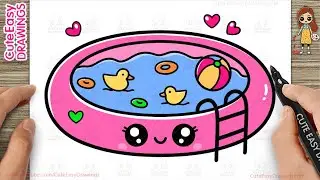 How to Draw a Cute Swimming Pool for Kids Step by Step