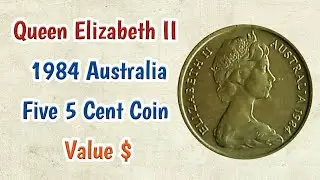 Queen Elizabeth II Coin Value - 1984 Australia Five 5 Cent Coin Echidna