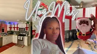 VLOGMAS DAY 7: Festive Kitchen Decor 🎄 | DIY Cabinet Bows & Christmas Decorating Ideas!