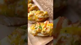Тост с креветками и крабом ✨ #рецепт #морепродукты #закуска #приготовление
