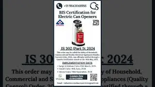 BIS Certification for Electric Can Openers | ISI Mark for Kitchen Appliances in India