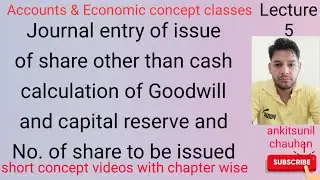 Journal entry of issue of share other than cash calculation of Goodwill and capital reserve and No.